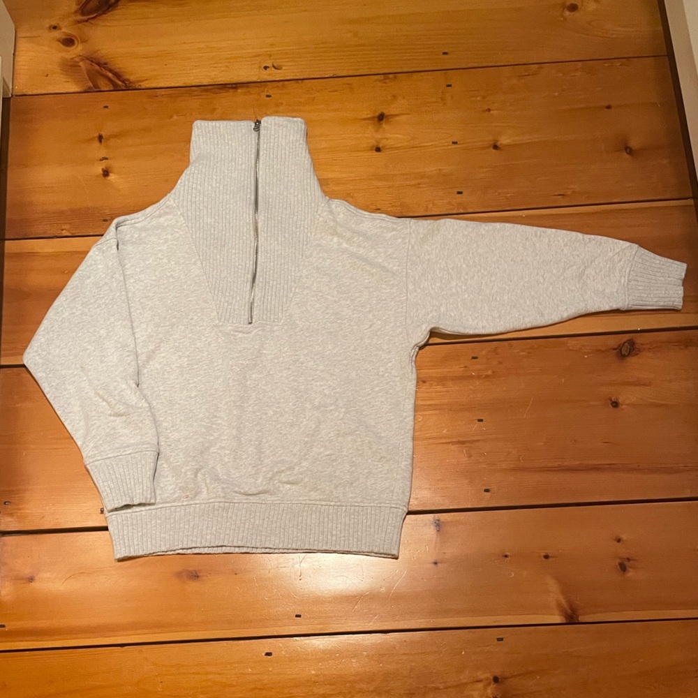 Aerie Light Grey Down To Earth Quarter-Zip